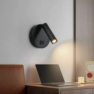 Modern Cylinder Adjustable Wall Sconce with USB Port Zawala Image - 1