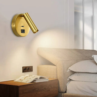 Modern Cylinder Adjustable Wall Sconce with USB Port Zawala Image - 2