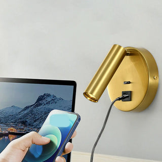Modern Cylinder Adjustable Wall Sconce with USB Port Zawala Image - 5