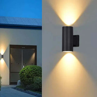 Minimalist Cylinder Black Exterior Up Down Wall Light Zawala Image - 1