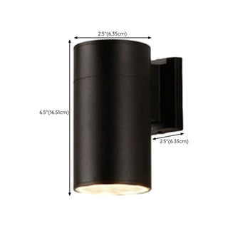Minimalist Cylinder Black Exterior Up Down Wall Light Zawala #size