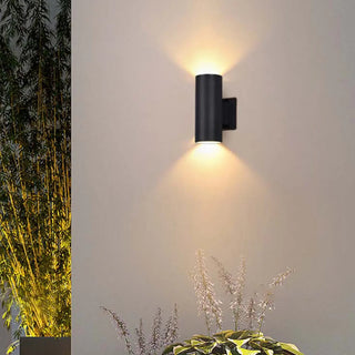 Minimalist Cylinder Black Exterior Up Down Wall Light Zawala Image - 2