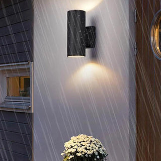 Minimalist Cylinder Black Exterior Up Down Wall Light Zawala Image - 3