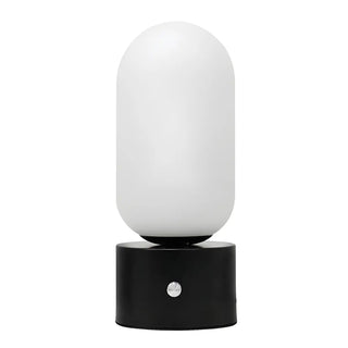 Modern Geometric White Glass Globe Night Table Lamp Zawala Image - 12