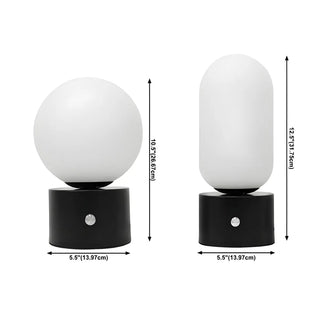 Modern Geometric White Glass Globe Night Table Lamp Zawala #size