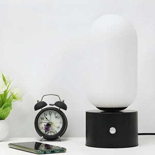 Modern Geometric White Glass Globe Night Table Lamp Zawala Image - 8