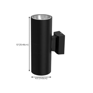 Modern Black Cylindrical Outdoor Wall Sconce Zawala Image - 16