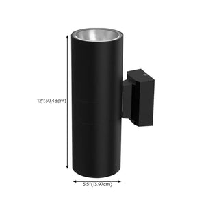 Modern Black Cylindrical Outdoor Wall Sconce Zawala Image - 17