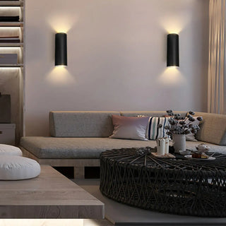 Modern Black Cylindrical Outdoor Wall Sconce Zawala Image - 3