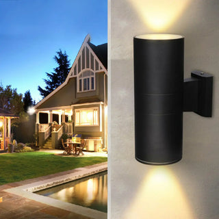 Modern Black Cylindrical Outdoor Wall Sconce Zawala Image - 4