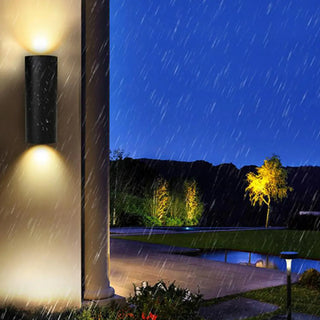 Modern Black Cylindrical Outdoor Wall Sconce Zawala Image - 5