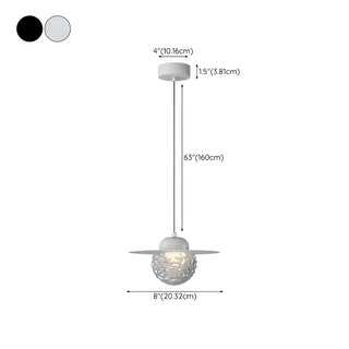 ZOWALA - Modern Bedroom Metal Disc Rippled Glass Globe Pendant Light #size