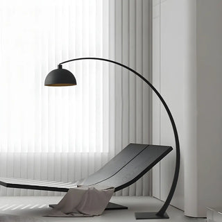 Modern Living Room Black Dome and Arc Floor Lamp Zawala Image - 1