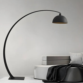 Modern Living Room Black Dome and Arc Floor Lamp Zawala Image - 2