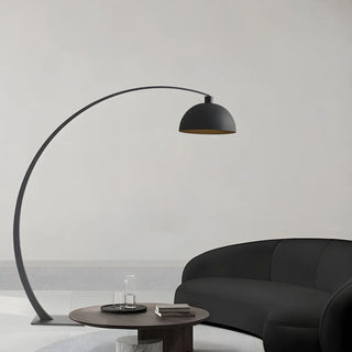 Modern Living Room Black Dome and Arc Floor Lamp Zawala Image - 3