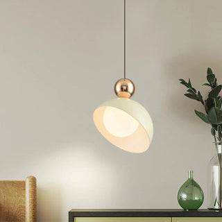 Modern Bedroom Dome White Glass Pendant Light Zawala Image - 2