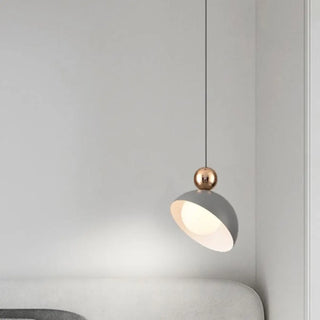 Modern Bedroom Dome White Glass Pendant Light Zawala Image - 3