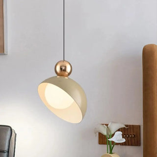 Modern Bedroom Dome White Glass Pendant Light Zawala Image - 4