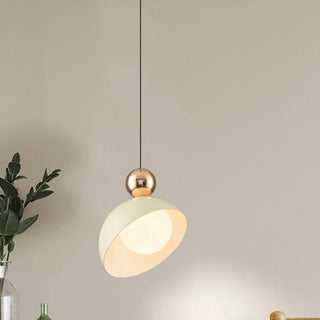 Modern Bedroom Dome White Glass Pendant Light Zawala Image - 5