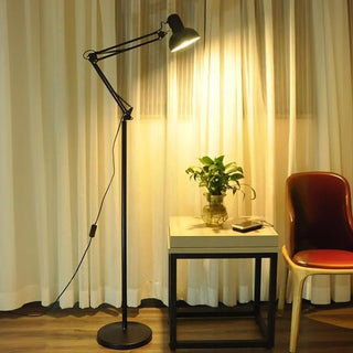 Black Dome Adjustable Task Swing Arm Floor Lamp Zawala Image - 1