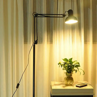 Black Dome Adjustable Task Swing Arm Floor Lamp Zawala Image - 2