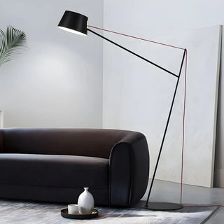 Minimalist Black Drum Metal Modern LED Floor Lamp Zawala Image - 1