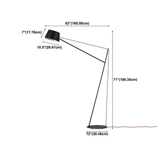Minimalist Black Drum Metal Modern LED Floor Lamp Zawala #size