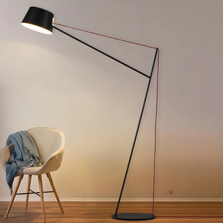 Minimalist Black Drum Metal Modern LED Floor Lamp Zawala Image - 2