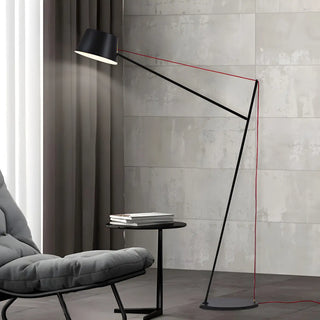 Minimalist Black Drum Metal Modern LED Floor Lamp Zawala Image - 3