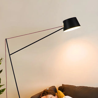 Minimalist Black Drum Metal Modern LED Floor Lamp Zawala Image - 5