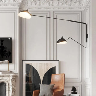 Modern Black Geometric Swing Arm LED Wall Sconce Zawala Image - 1