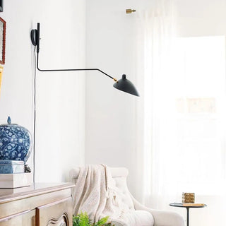 Modern Black Geometric Swing Arm LED Wall Sconce Zawala Image - 3