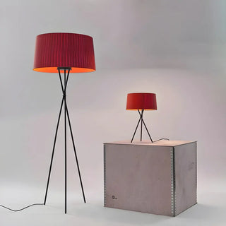 Red Cylinder Fabric Shade Modern Tripod Floor Lamp Zawala Image - 2
