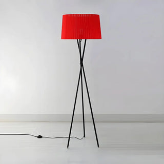Red Cylinder Fabric Shade Modern Tripod Floor Lamp Zawala Image - 5