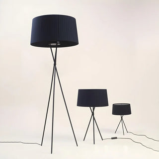 Red Cylinder Fabric Shade Modern Tripod Floor Lamp Zawala Image - 6