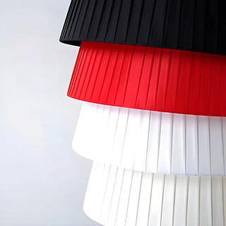 Red Cylinder Fabric Shade Modern Tripod Floor Lamp Zawala Image - 7
