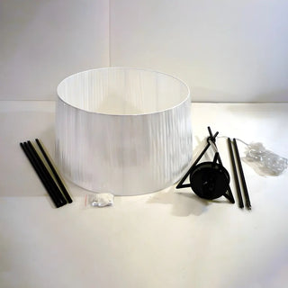 Red Cylinder Fabric Shade Modern Tripod Floor Lamp Zawala Image - 9