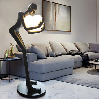 Creative Sculptural Human Figure and Globe Floor Lamp Zawala Image - 1