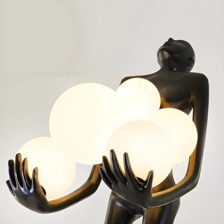 Creative Sculptural Human Figure and Globe Floor Lamp Zawala Image - 10