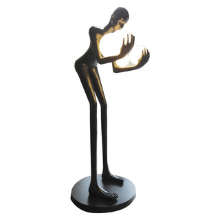 Creative Sculptural Human Figure and Globe Floor Lamp Zawala Image - 12