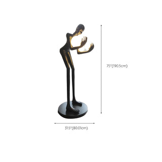 Creative Sculptural Human Figure and Globe Floor Lamp Zawala Image - 14