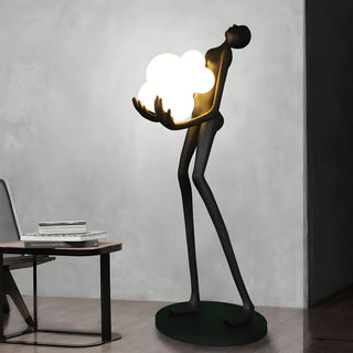 Creative Sculptural Human Figure and Globe Floor Lamp Zawala Image - 2