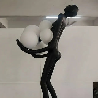 Creative Sculptural Human Figure and Globe Floor Lamp Zawala Image - 7