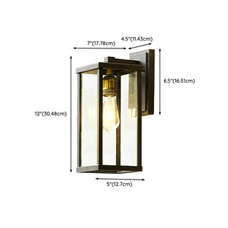 Waterproof Black Modern Box Glass Outdoor Wall Light Zawala #size