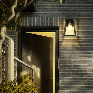 Waterproof Black Modern Box Glass Outdoor Wall Light Zawala Image - 2