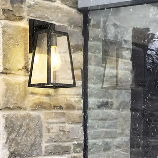 Waterproof Black Modern Box Glass Outdoor Wall Light Zawala Image - 3