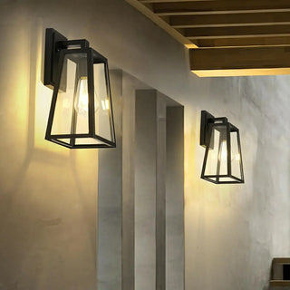 Waterproof Black Modern Box Glass Outdoor Wall Light Zawala Image - 4