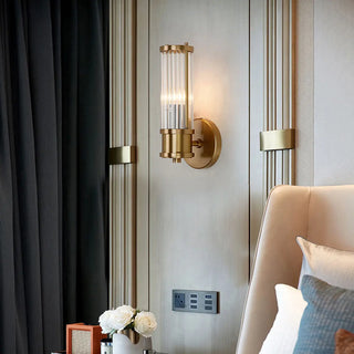 Modern Gold Cylinder Clear Glass LED Wall Sconce Zawala Image - 2