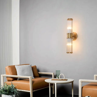 Modern Gold Cylinder Clear Glass LED Wall Sconce Zawala Image - 6