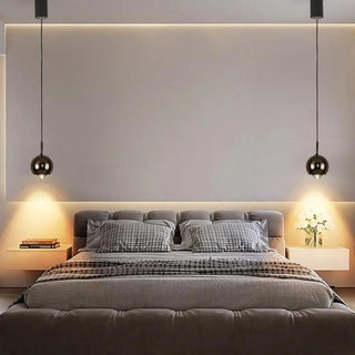 ZOWALA - Modern Black Round Metal Globe Pendant Light Bedroom Image - 1